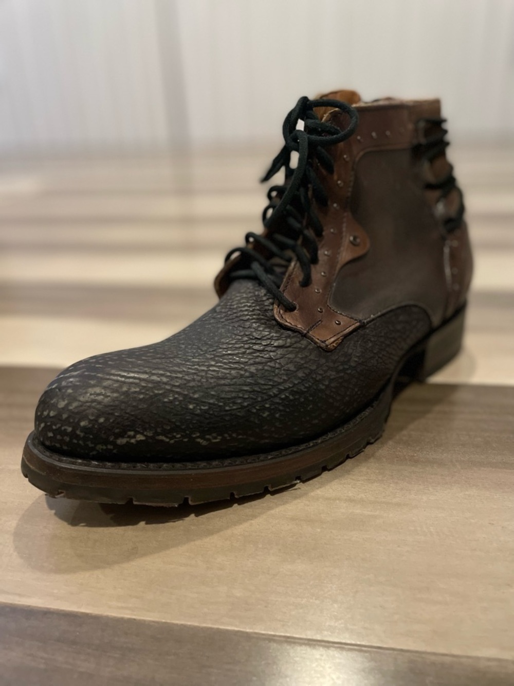 CUADRA - Men's Black and Brown Leather Lace-Up Ankle Boot